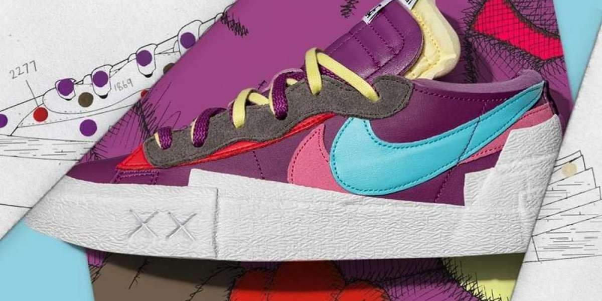 Do you like the style of Kaws x Sacai x Nike Blazer Low DM7901-500 that is gradually palette-based!