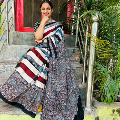 Manmauji: Handblock Ajrakh Modal Silk Saree Profile Picture