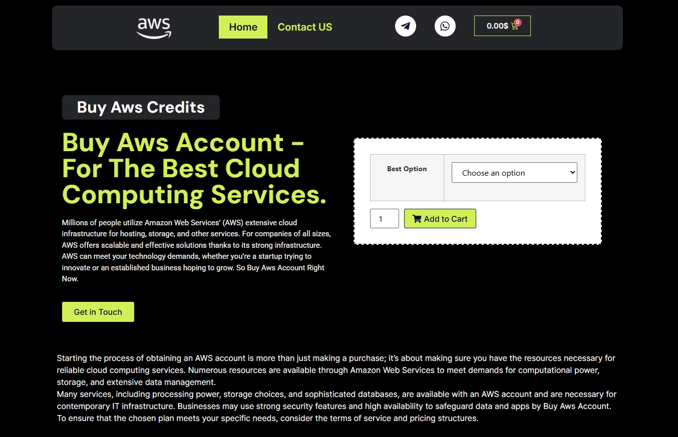 Buy AWS Credit Accounts