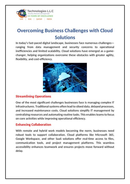 Overcoming Business Challenges with Cloud Solutions | PDF