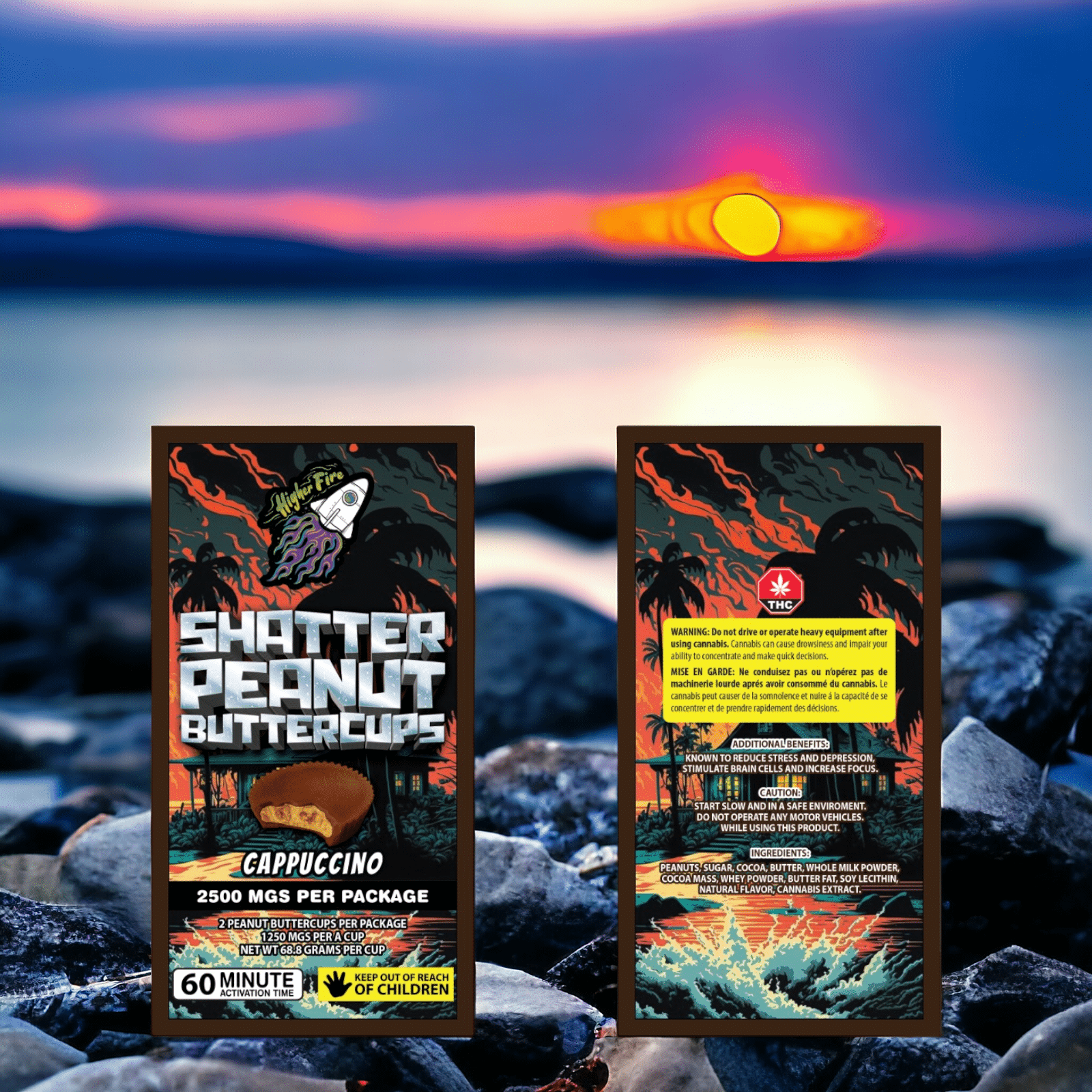 Higher Fire Extracts - Shatter Peanut Butter Chocolate Cups - Cappuccino 2500mg THC - Low Price Bud