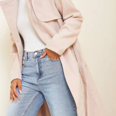 Sand Wool Military Belted Midi Coat Size 14 Profile Picture