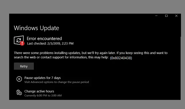 How to fix Window 10/11 Update Error Code 0x80240438