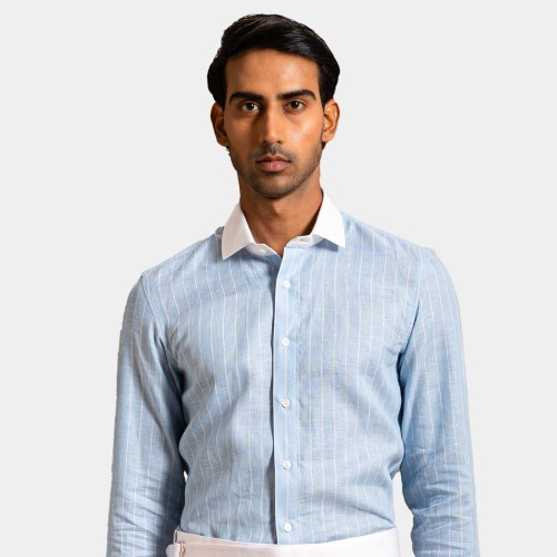 Blue Linen Shirt for Men – Modern Luxe Edition