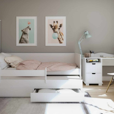 Καναπές Κρεβάτι Με Έξτρα Κρεβάτι Συρόμενο & Δύο Συρτάρια & Προστατευτικό Homnes White 90x200 Profile Picture