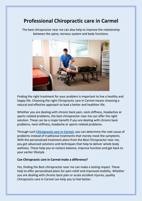 Professional Chiropractic Care in Carmel – Natural Pain Relief & Wellness | PDF
