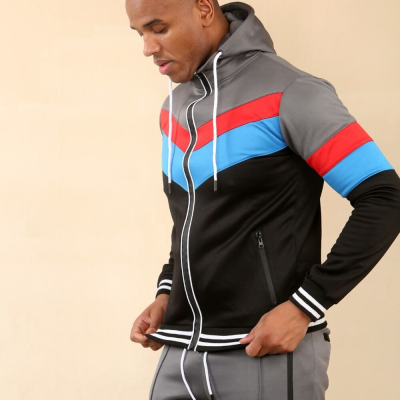 Slate Grey Colour Block Zip-Up Hooded Tracksuit Profile Picture