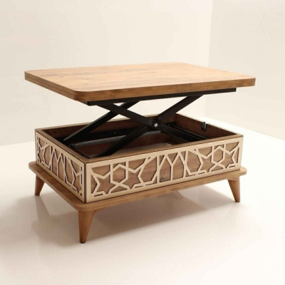 Artekko Artekko Ada MDF Τραπέζι Σαλονιού (90x60x38)cm Επεκτεινόμενο σε Τραπεζαρία σε Καφέ με Μπεζ (1 Profile Picture
