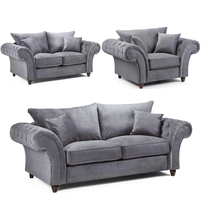 Windsor Grey Fabric 3+2+1 Fullback Sofa Set Profile Picture
