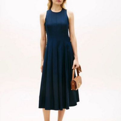 TOMMY HILFIGER WOMAN’S LINEN MIDI DRESS WITH GOLD BUTTONS Profile Picture