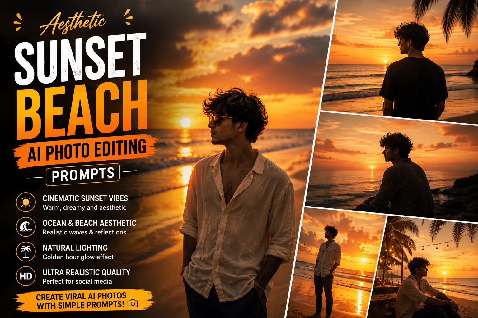 Sunset Beach AI Photo Editing Prompts