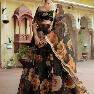 Entertaining Black Printed Semi Stitched Traditional Lehenga Choli Profile Picture