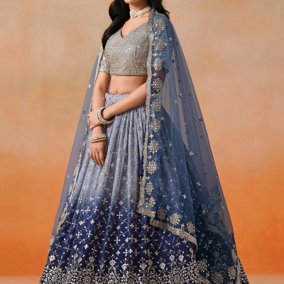 Precious Blue Sequins Georgette Party Wear Plus Size Lehenga Choli Profile Picture