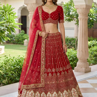 Lovable Red Resham Embroidery Organza Bridal Lehenga Choli With Dupatta Profile Picture