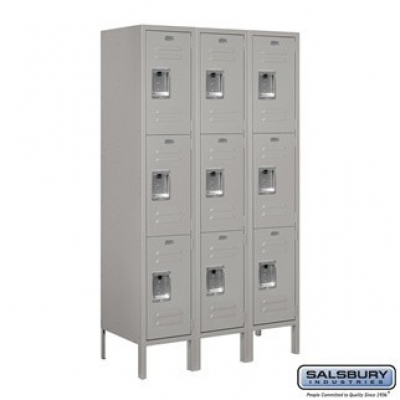 12" Wide Triple Tier Standard Metal Locker - 3 Wide - 5 Feet High - 15 Inches Deep Profile Picture