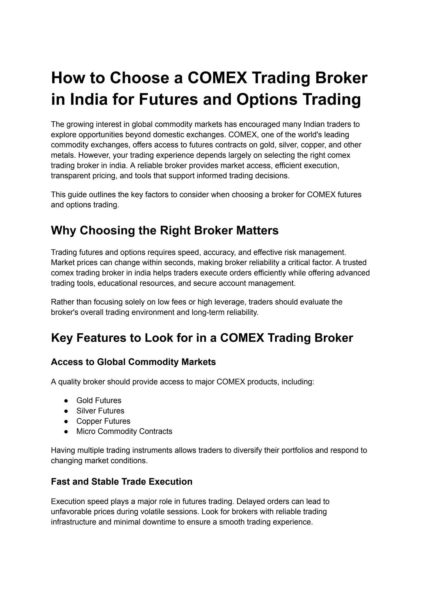 How to Choose a COMEX Trading Broker in India for Futures and Options Trading by 5Trade Live - Issuu