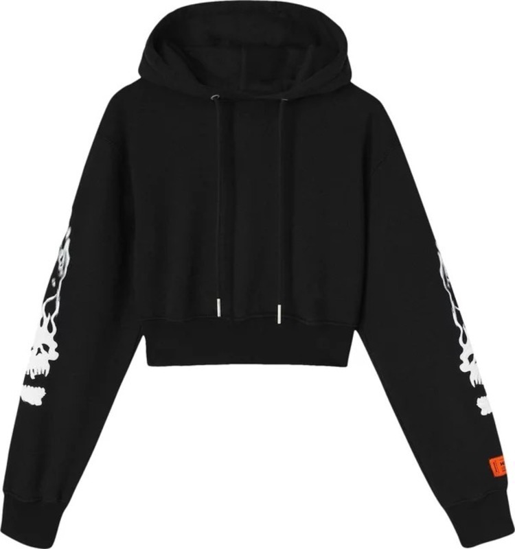 Heron Preston Flaming Skull Crop Hoodie | Heron Preston