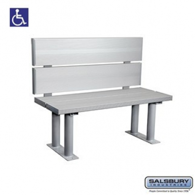 Salsbury Aluminum ADA Locker Bench with back support - 42 Inches Wide Profile Picture