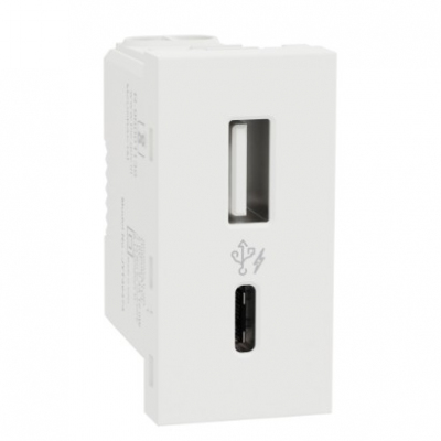 Usb Charger, Miluz Zeta, A+C Type, 220-240V, 2.4A, 12W, 1 Module, White Profile Picture