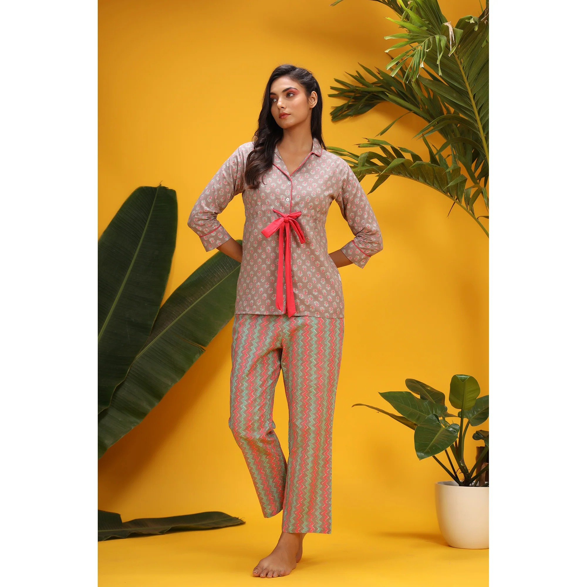 Shop for cotton shirt pyjama set womens online -jisora