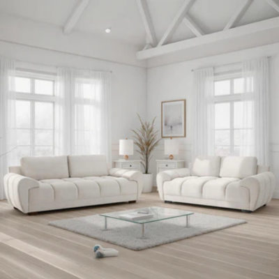 Lazur Cream Velvet Fabric 3+2 Seater Sofa Set Profile Picture