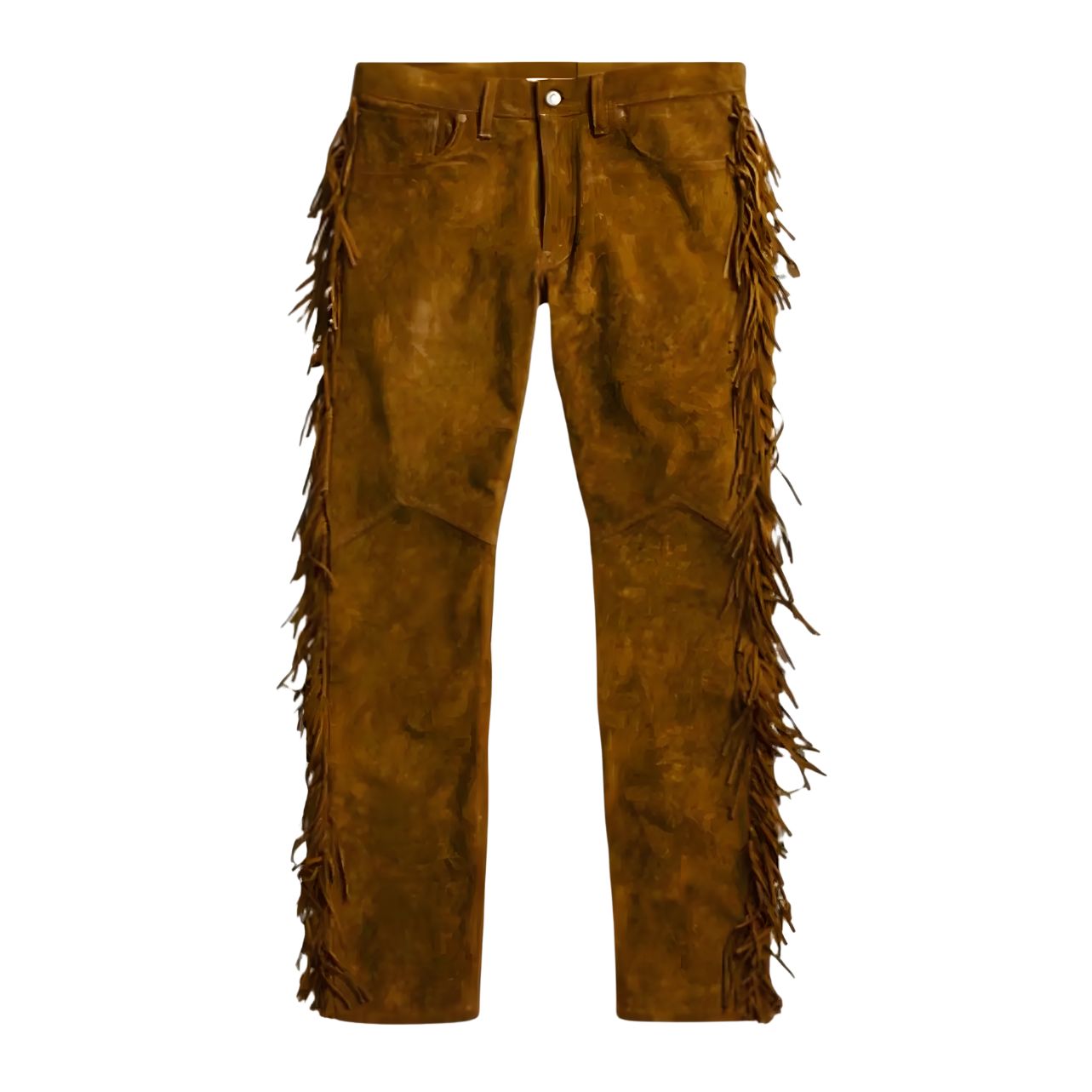 Brown Western Cowboy Pants with Side Fringe