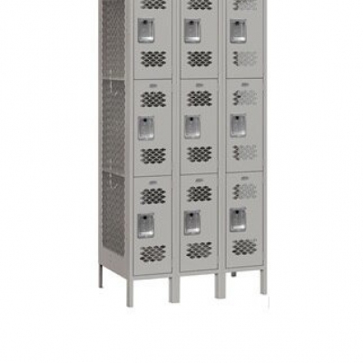 12" Wide Triple Tier Vented Metal Locker - 3 Wide - 6 Feet High - 18 Inches Deep Profile Picture