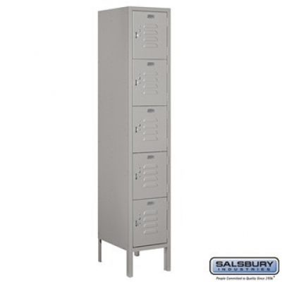 Salsbury 12" Wide Five Tier Box Style Standard Metal Locker - 1 Wide - 5 Feet High - 15 Inches  Profile Picture