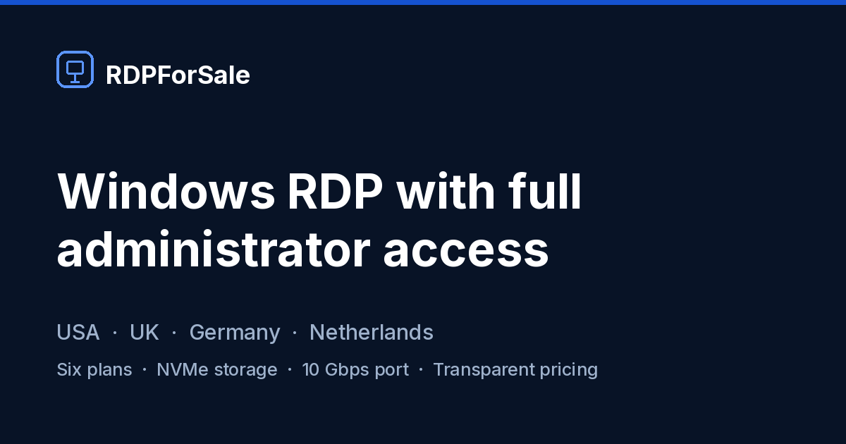 RDP for sale | Buy RDP with admin access from $9.99/mo