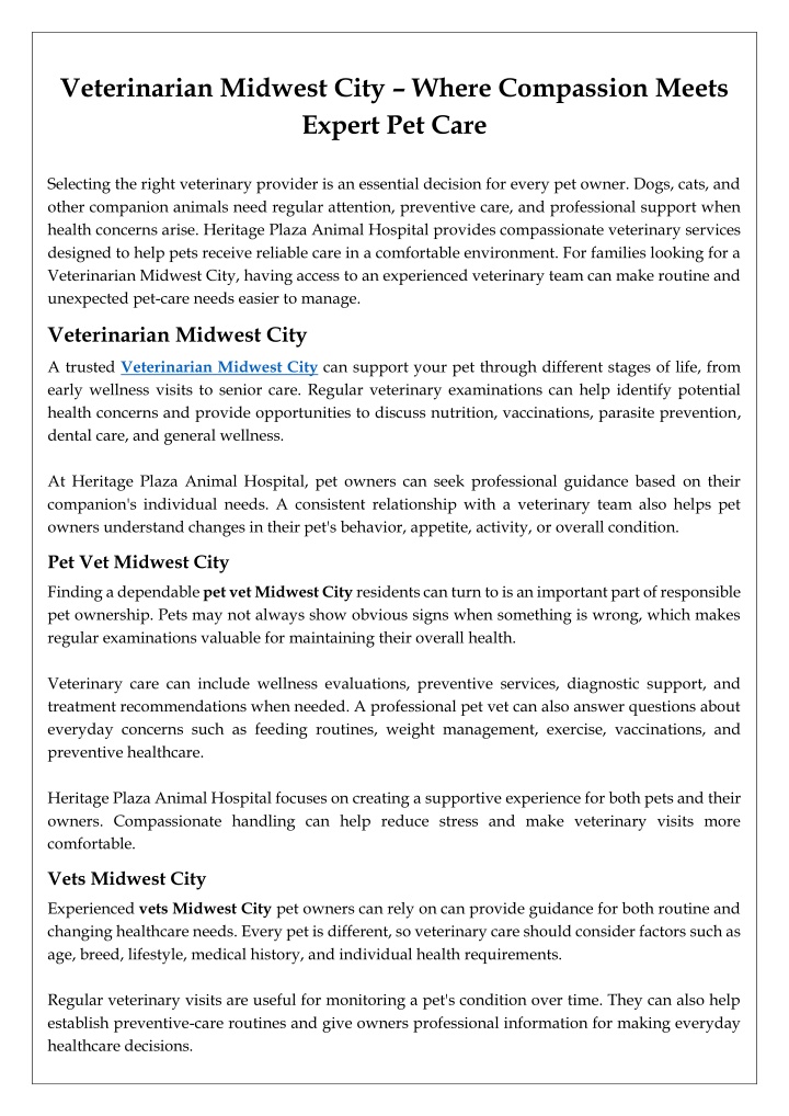 Veterinarian Midwest City – Where Compassion Meets Expert Pet Care
