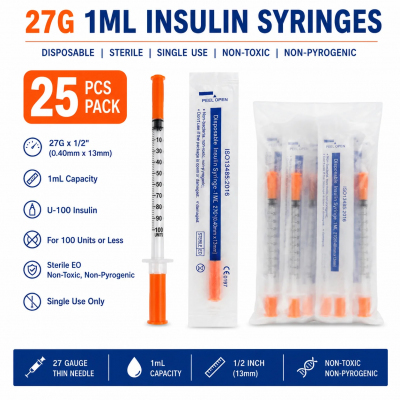 27G x 1/2" 1.0mL Insulin Syringes Profile Picture