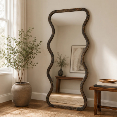 Wave Frame Mirror in Antique Brown Mango Wood Profile Picture