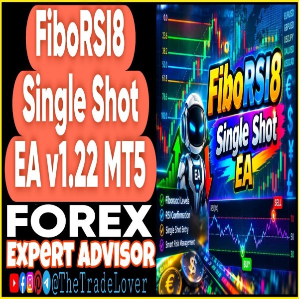 FiboRSI8 Single Shot EA v1.22 MT5 (Works on Build 6230) | Forex Robot | MT5 Expert Advisor - The Trade Lovers